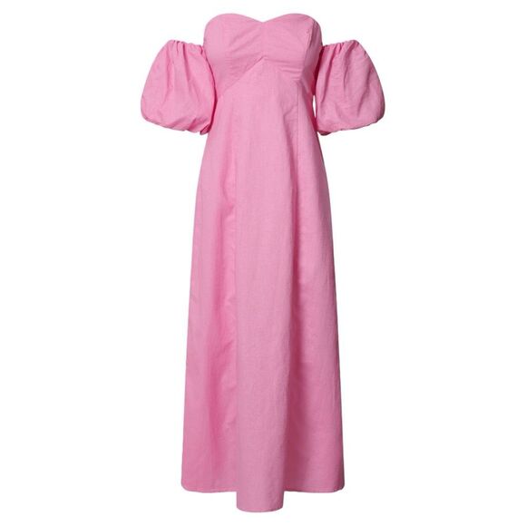 SHOWPO. Dress Amalie The Label Beccah Linen Off Shoulder Size 4 NEW WITH TAGS - Picture 3 of 10